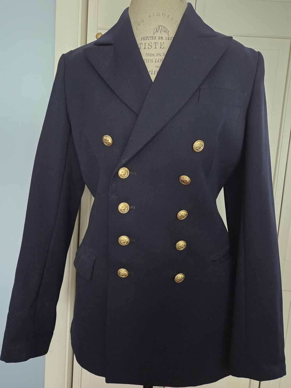 East German Volksmarine Navy Double-Breasted Wool Jacket